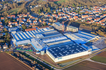 Aerial view of New construction site on the Kardex Remstar grounds in Bellheim in the state Rhineland-Palatinate, Germany