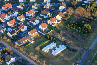 Lessingstrasse and container depot on Kandeler Strasse in Rheinzabern in the state Rhineland-Palatinate, Germany