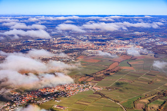 City view from the southwest under clouds in Landau in der Pfalz in the state Rhineland-Palatinate, Germany