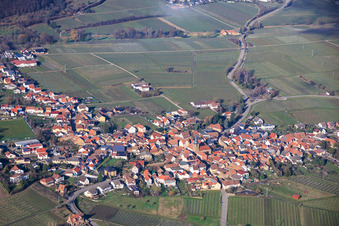 Wine-growing town from the south in Frankweiler in the state Rhineland-Palatinate, Germany