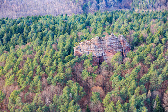 Natural monument Fladensteine (variegated sandstone rocks) in Bundenthal in the state Rhineland-Palatinate, Germany