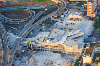 The former town hall center, demolished down to its foundations, is located on the still-to-be-demolished elevated highway (B44). in the district Mitte in Ludwigshafen am Rhein in the state Rhineland-Palatinate, Germany