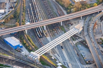 Bridge construction site for the connection of the elevated highway south to the main train station in the district Mitte in Ludwigshafen am Rhein in the state Rhineland-Palatinate, Germany