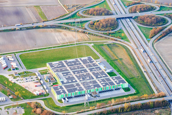 New halls of the Pfalzmarkt for fruit and vegetables eG in Mutterstadt in the state Rhineland-Palatinate, Germany