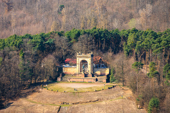 Cleared platform in front of the renovated Victory and Peace Monument in Edenkoben in the state Rhineland-Palatinate, Germany