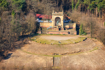 Cleared platform in front of the renovated Victory and Peace Monument in Edenkoben in the state Rhineland-Palatinate, Germany