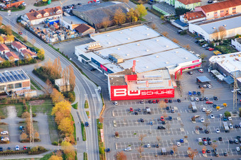 Southern industrial park with Edeka Stiegler and BÖ Shoes & Fashion in Mutterstadt in the state Rhineland-Palatinate, Germany