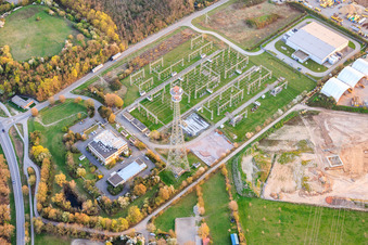 Pfalzwerke Netz AG substation at Schlichtgraben in Mutterstadt in the state Rhineland-Palatinate, Germany