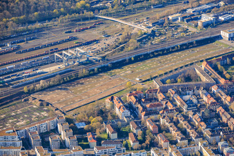 Redesign of the area on Stuttgart Street as a city park and DUSS Terminal Karlsruhe in the district Südstadt in Karlsruhe in the state Baden-Wuerttemberg, Germany