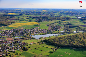 Four ponds on the village stream in Woustviller in the state Moselle, France