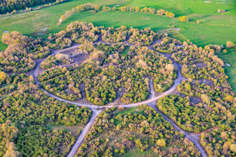 Demolished circular material railway and halls at the former military airfield Grostenquin in Grostenquin in the state Moselle, France