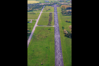 Runway of the former Grostenquin military airfield from the southeast in Bistroff in the state Moselle, France