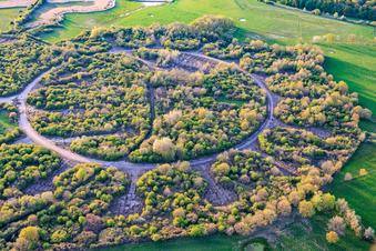 Demolished circular material railway and halls at the former military airfield Grostenquin in Grostenquin in the state Moselle, France