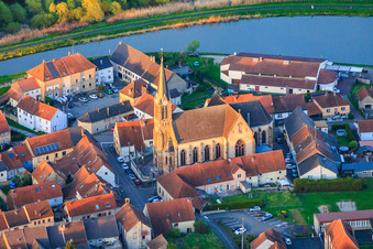 Saint-Etienne Church in the evening light in Wittring in the state Moselle, France
