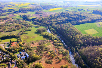 Course of the Blies river and the Bliestal cycle path in the district Blickweiler in Blieskastel in the state Saarland, Germany