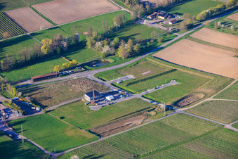 Industrial park Am Lokschuppen with new construction site of Tobias Hübenthal's car repair shop in Klingenmünster in the state Rhineland-Palatinate, Germany