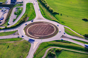Roundabout at the N61 x Rue de Sarreguemines in Woustviller in the state Moselle, France