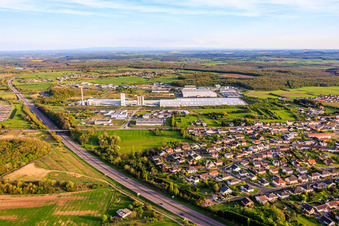 AGC Glass glassworks Seingbouse SAS with large open-field PV system in Seingbouse in the state Moselle, France