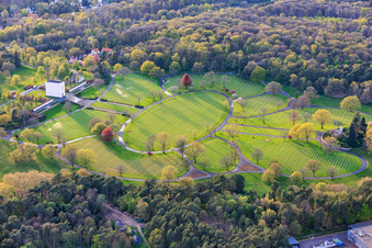 Gravestone rows and parkland at the American Military Cemetery and Memorial Site of Saint-Avold in the district Forêts de Zang et du Steinberg in Saint-Avold in the state Moselle, France
