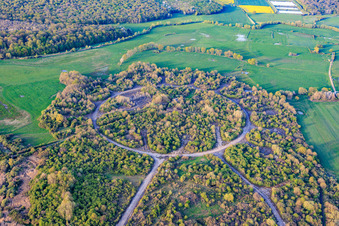 Demolished circular material railway and halls at the former military airfield Grostenquin in Grostenquin in the state Moselle, France