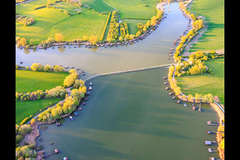 Bridge over the lake Etang du Welschhof in Puttelange-aux-Lacs in the state Moselle, France