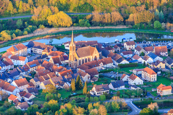 Saint-Etienne Church in the evening light in Wittring in the state Moselle, France