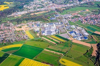 Gunterstal industrial park, Langenfeld with Hager Electro GmbH & Co. KG and KÜS vehicle inspection station, Grothe engineering office in the district Webenheim in Blieskastel in the state Saarland, Germany