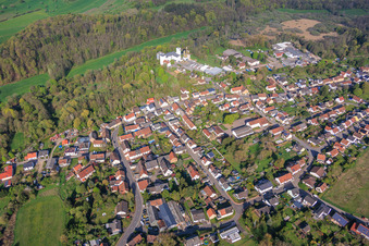 Village view in the Blies valley with Blies mill from the southeast in the district Breitfurt in Blieskastel in the state Saarland, Germany