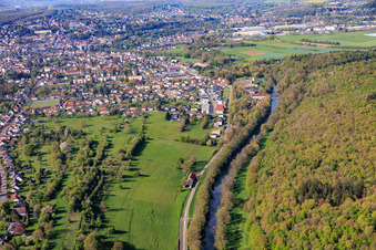 Course of the Blies river along the German-French border in the district Blies Nord in Saargemünd in the state Moselle, France