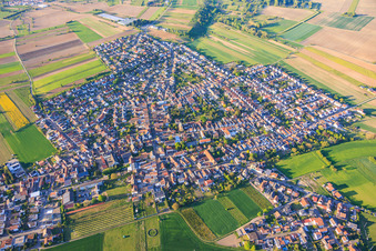 From the south in the district Mechtersheim in Römerberg in the state Rhineland-Palatinate, Germany