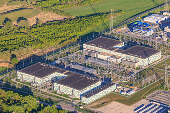 Direct current substation of TransnetBW GmbH in Philippsburg in the state Baden-Wuerttemberg, Germany