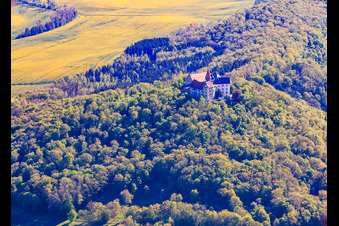 German Castle Museum Veste Heldburg with castle restaurant, cafe, wedding venue and castle chapel - Franconian light in Heldburg in the state Thuringia, Germany