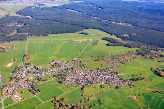 View of the town from the south, this side of the airfield Pennewitz in the district Pennewitz in Ilmenau in the state Thuringia, Germany