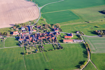Village view with the village church of St. Martin from the northwest. in Moxa in the state Thuringia, Germany
