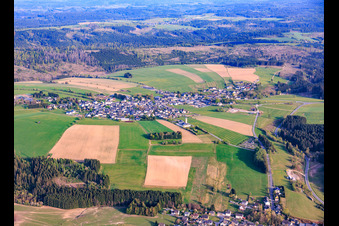 Village view from the northwest with St. Michael's Church in Reichenbach in the state Bavaria, Germany