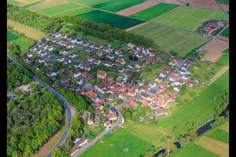 From the east in the district Untereschenbach in Hammelburg in the state Bavaria, Germany