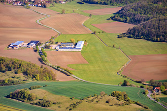 UL airfield Westhausen from the southeast in Westhausen in the state Thuringia, Germany