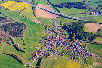 View of the town from the southwest, on this side of the A73 valley bridge in Brünn in the state Thuringia, Germany