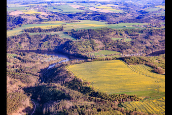 Hohenwarte I reservoir from the north with Linkenmühle campsite in Paska in the state Thuringia, Germany