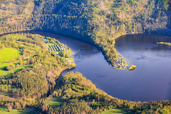 Hohenwarte I dam from the north with Droschkau campsite in Altenbeuthen in the state Thuringia, Germany