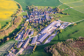 Village view from the north with Agrar GmbH Dorfilm in the district Dorfilm in Leutenberg in the state Thuringia, Germany