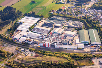 Industrial park at the train station with Wiegand-Glashüttenwerke GmbH and Bayerische Flaschen-Glashüttenwerke Vertriebs-GmbH in Steinbach am Wald in the state Bavaria, Germany