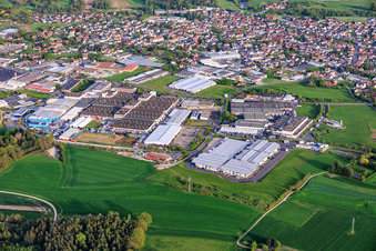 Industrial Park North from the northwest with SMIA Technology Germany GmbH, Metob Beschichtungen GmbH and Koinor Polstermöbel GmbH & Co. KG in Michelau in Oberfranken in the state Bavaria, Germany