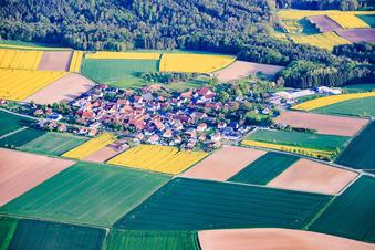 Village view from the north with Agrimarkt Versand in the district Birkach in Ebensfeld in the state Bavaria, Germany