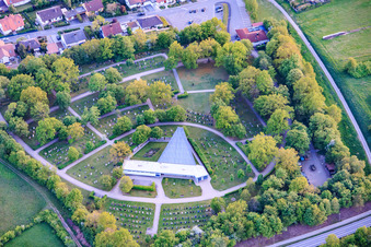 Cemetery Haßfurt (New Cemetery / Am Rödersgraben) , with park and triangular consecration hall in Haßfurt in the state Bavaria, Germany