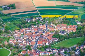 Old village center with St. Michael's Church in Euerbach in the state Bavaria, Germany