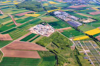 Construction site for the construction of the HVDC converter station Südlink DC4B - Bergrheinfeld in Bergrheinfeld in the state Bavaria, Germany