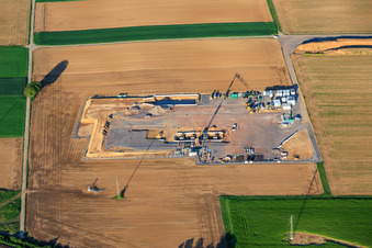 Construction site of the second drilling site on the Trappelberg of the Lionheart project by Vulcan Energy for the future climate-neutral heat supply of the city of Landau as well as lithium extraction and electricity production through ORC plant in Rohrbach in the state Rhineland-Palatinate, Germany