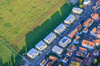 New development area with apartment buildings in Raiffeisenstrasse in Herxheim bei Landau in the state Rhineland-Palatinate, Germany