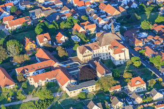 St. Paul's Abbey Herxheim from the west in Herxheim bei Landau in the state Rhineland-Palatinate, Germany
